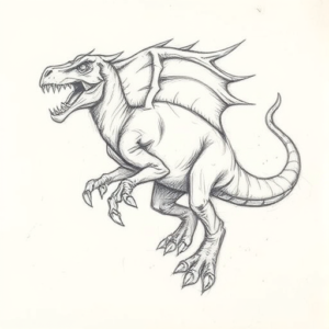 Pencil Blocking Sketch Mythosaur Tattoo