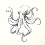 Pencil Blocking Sketch Octopus Tattoo