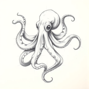 Pencil Blocking Sketch Octopus Tattoo