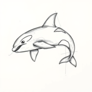 Pencil Blocking Sketch Orca Tattoo