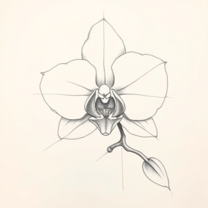 Pencil Blocking Sketch Orchid Tattoo