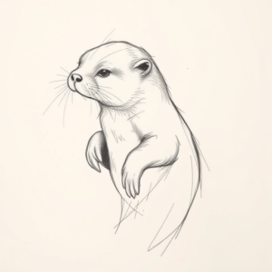 Pencil Blocking Sketch Otter Tattoo