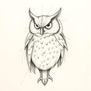 Pencil Blocking Sketch Owl Tattoo
