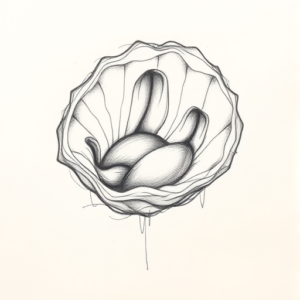 Pencil Blocking Sketch Oyster Tattoo