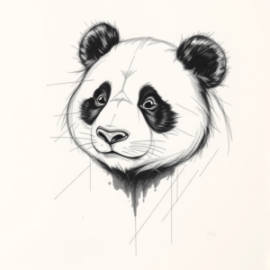 Pencil Blocking Sketch Panda Tattoo