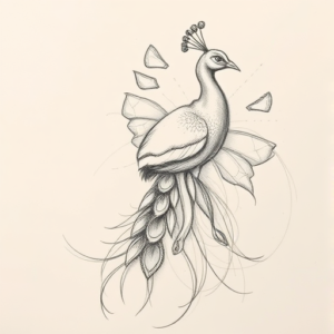 Pencil Blocking Sketch Peacock Tattoo