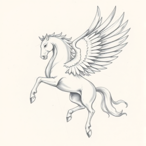 Pencil Blocking Sketch Pegasus Tattoo