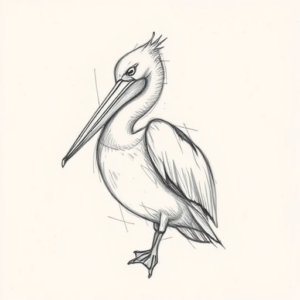 Pencil Blocking Sketch Pelican Tattoo