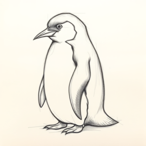 Pencil Blocking Sketch Penguin Tattoo