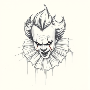 Pencil Blocking Sketch Pennywise Tattoo