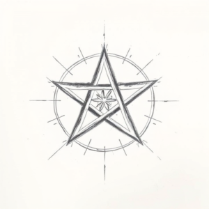 Pencil Blocking Sketch Pentagram Tattoo