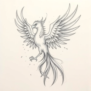 Pencil Blocking Sketch Phoenix Tattoo