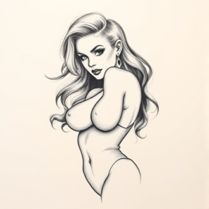Pencil Blocking Sketch Pinup Tattoo