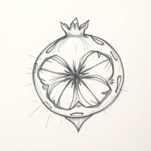 Pencil Blocking Sketch Pomegranate Tattoo