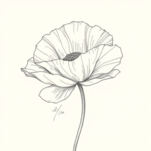 Pencil Blocking Sketch Poppy Tattoo