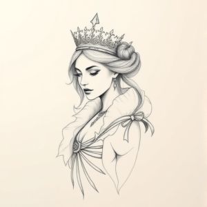 Pencil Blocking Sketch Queen Tattoo