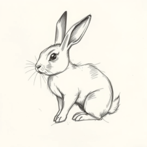 Pencil Blocking Sketch Rabbit Tattoo