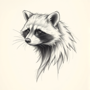 Pencil Blocking Sketch Raccoon Tattoo
