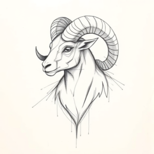 Pencil Blocking Sketch Ram Tattoo