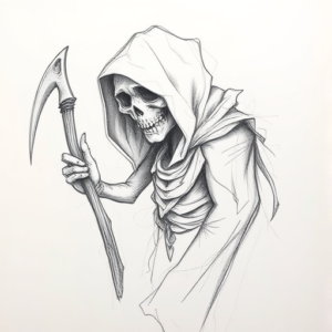 Pencil Blocking Sketch Reaper Tattoo