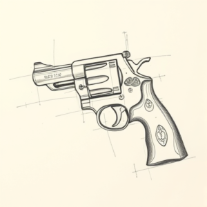 Pencil Blocking Sketch Revolver Tattoo