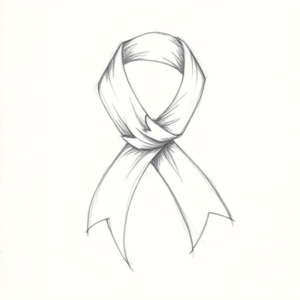 Pencil Blocking Sketch Ribbon Tattoo