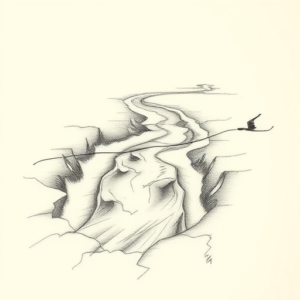 Pencil Blocking Sketch River Tattoo