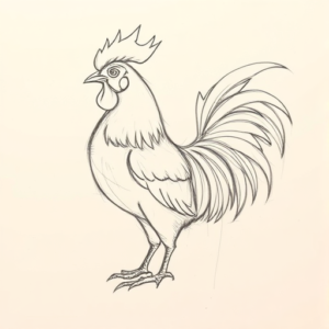 Pencil Blocking Sketch Rooster Tattoo