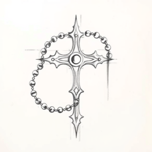 Pencil Blocking Sketch Rosary Tattoo