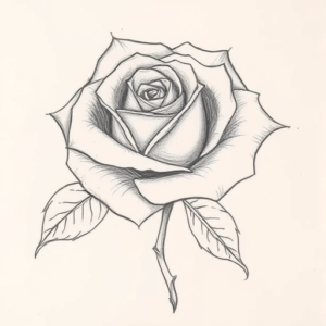 Pencil Blocking Sketch Rose Tattoo