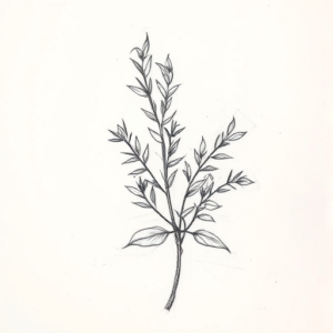 Pencil Blocking Sketch Rosemary Tattoo