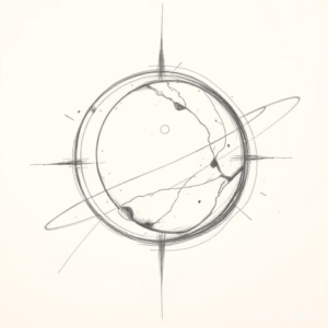 Pencil Blocking Sketch Saturn Tattoo