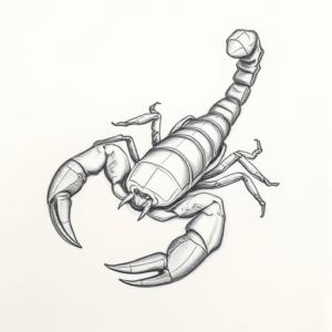 Pencil Blocking Sketch Scorpion Tattoo