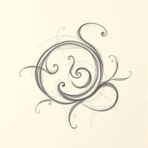 Pencil Blocking Sketch Scroll Tattoo