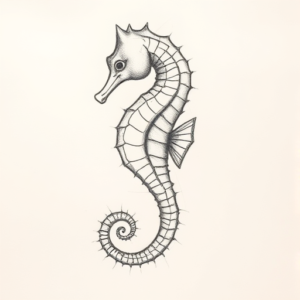 Pencil Blocking Sketch Seahorse Tattoo