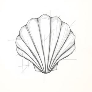 Pencil Blocking Sketch Seashell Tattoo