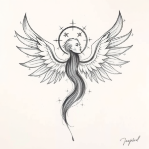 Pencil Blocking Sketch Seraphim Tattoo