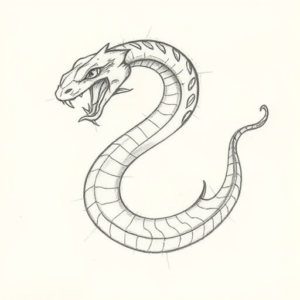 Pencil Blocking Sketch Serpent Tattoo