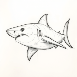 Pencil Blocking Sketch Shark Tattoo