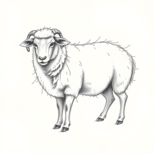 Pencil Blocking Sketch Sheep Tattoo