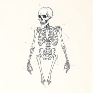 Pencil Blocking Sketch Skeleton Tattoo