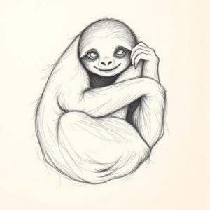 Pencil Blocking Sketch Sloth Tattoo