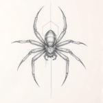 Pencil Blocking Sketch Spider Tattoo