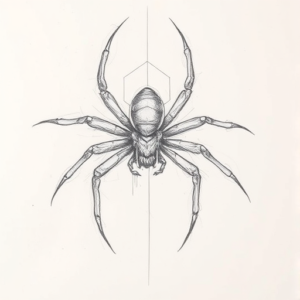 Pencil Blocking Sketch Spider Tattoo