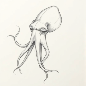 Pencil Blocking Sketch Squid Tattoo