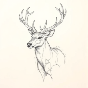 Pencil Blocking Sketch Stag Tattoo