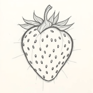 Pencil Blocking Sketch Strawberry Tattoo