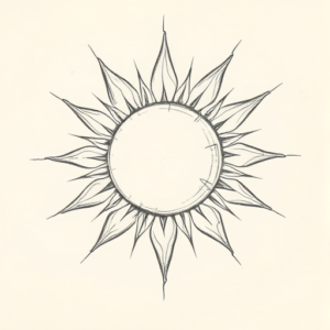 Pencil Blocking Sketch Sun Tattoo