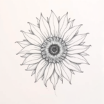 Pencil Blocking Sketch Sunflower Tattoo