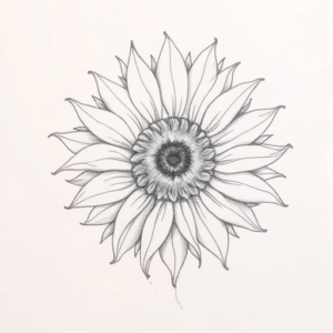 Pencil Blocking Sketch Sunflower Tattoo
